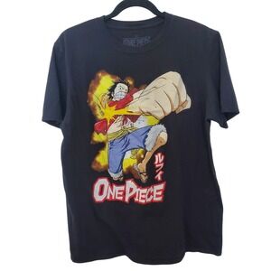 One Piece Monkey D Luffy Graphic T-Shirt Mens Large Black Anime Short Sleeve Tee
